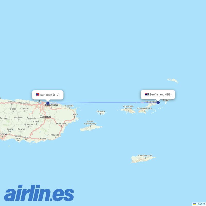 Silver Airways from Beef Island destination map