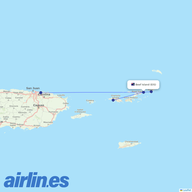 Cape Air from Beef Island destination map