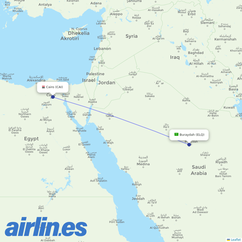 Air Arabia Egypt from Gassim destination map