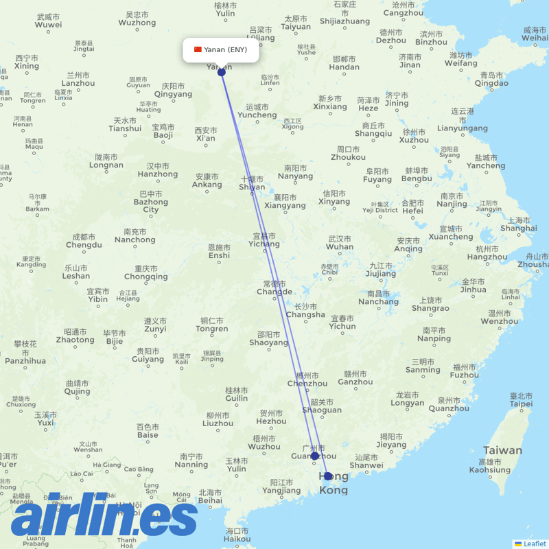 China Southern Airlines from Nanniwan Airport destination map