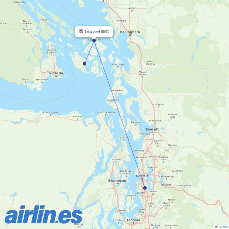 Kenmore Air from Orcas Island Airport destination map