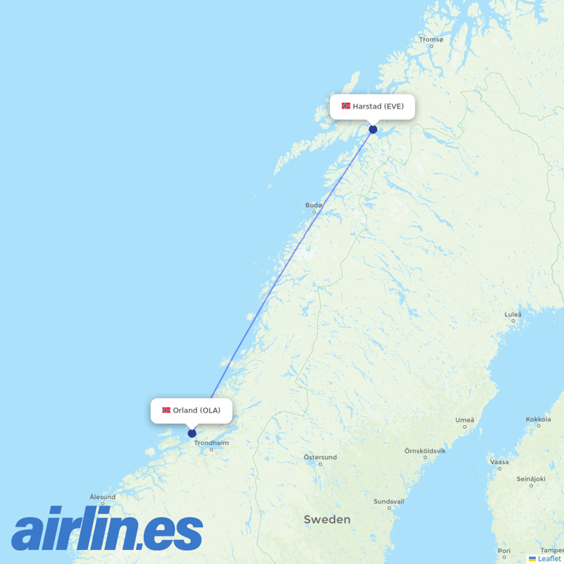 Danish Air from Harstad-Narvik destination map