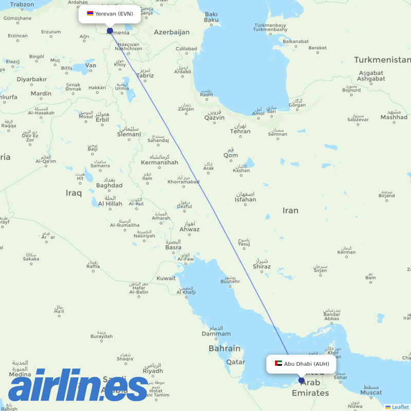 Intercontinental Airways (Gambia) from Zvartnots International Airport destination map