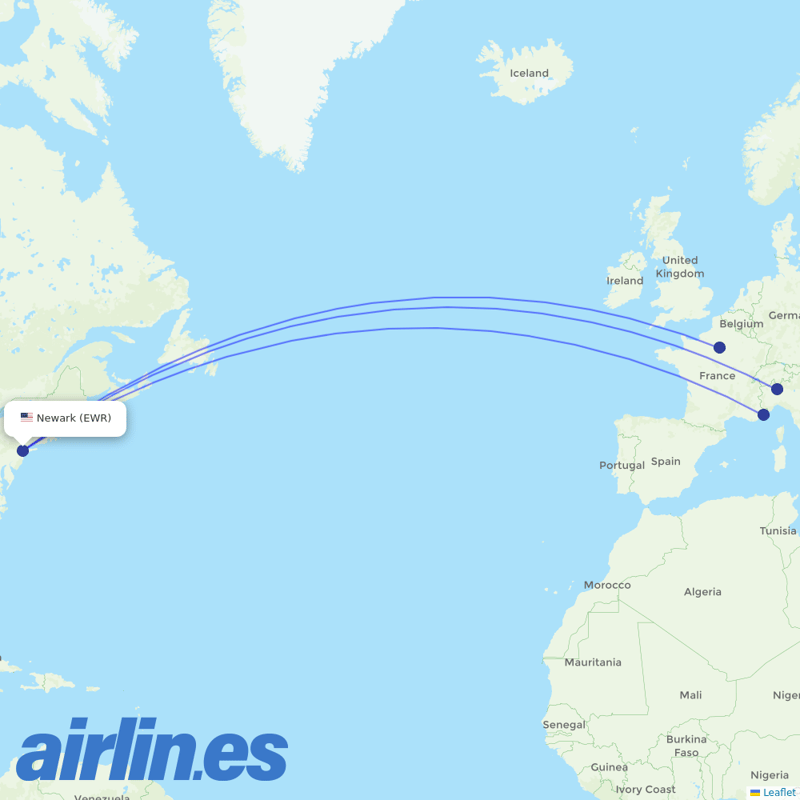 La Compagnie from Newark Liberty International destination map