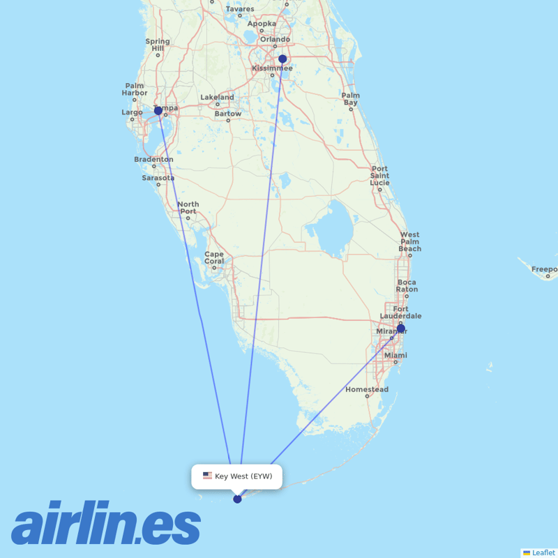 Silver Airways from Key West International destination map