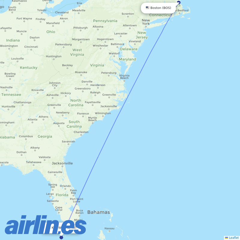 JetBlue Airways from Key West International destination map