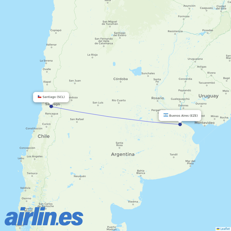 JetSMART from Ministro Pistarini International Airport destination map