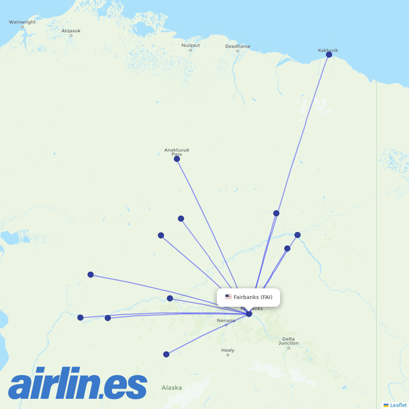 Astral Aviation from Fairbanks International destination map