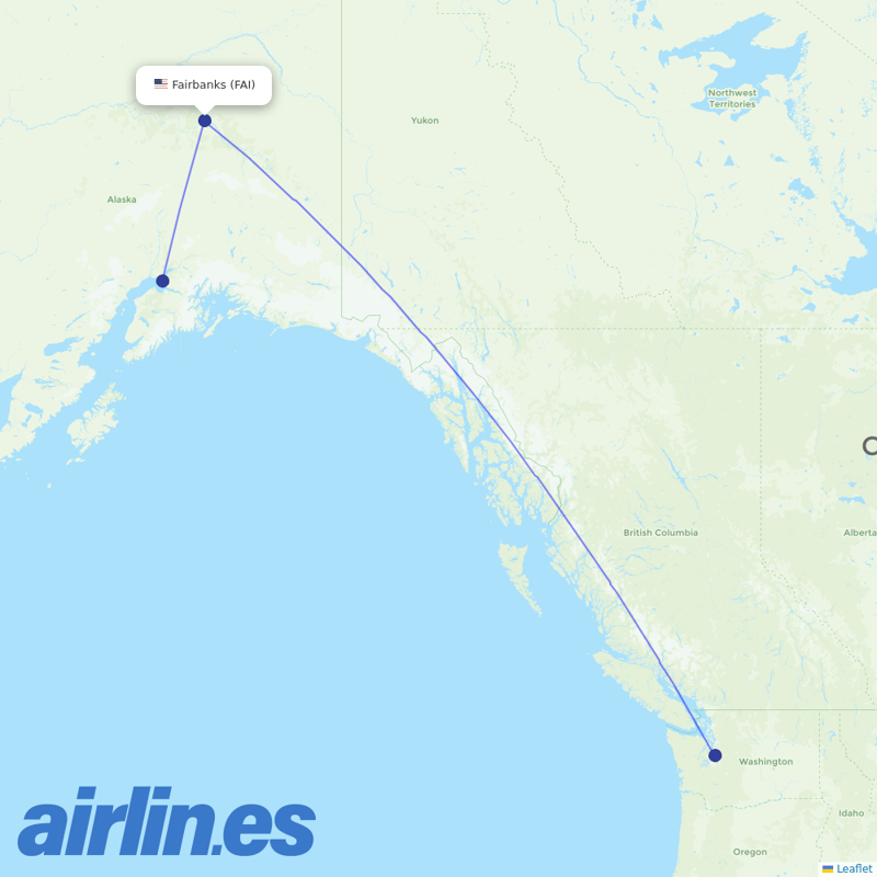 Alaska Airlines from Fairbanks International destination map