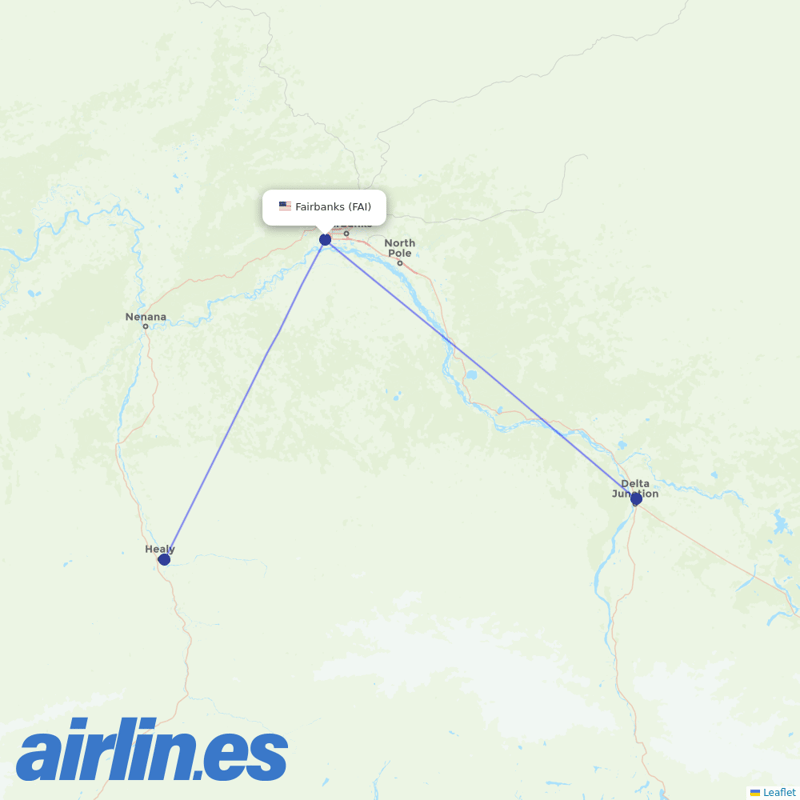 40-Mile Air from Fairbanks International destination map