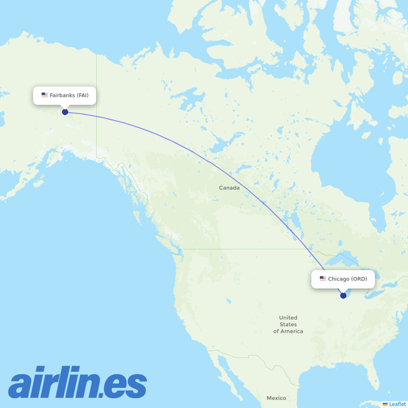 United Airlines from Fairbanks International destination map