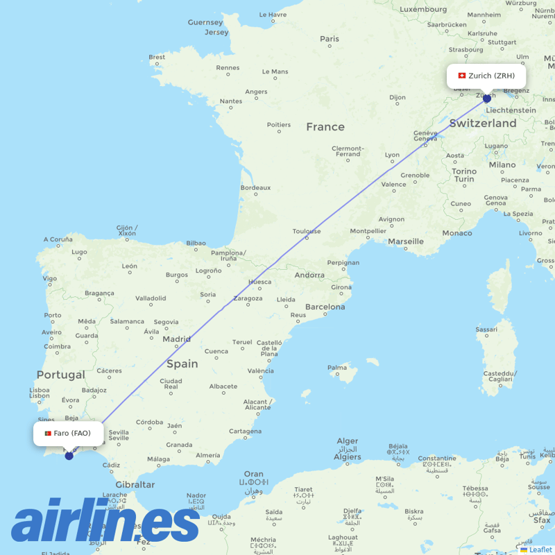Edelweiss Air from Faro Airport destination map