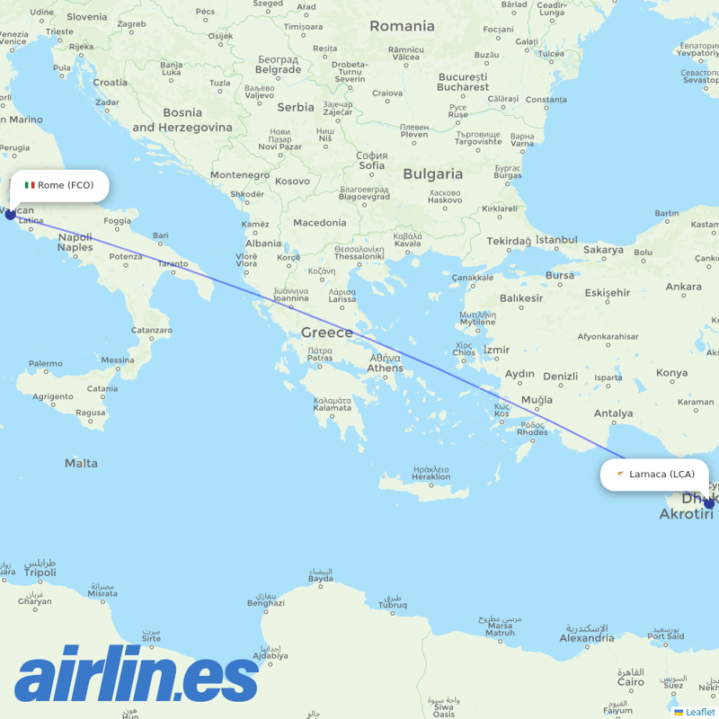 Charlie Airlines from Fiumicino destination map