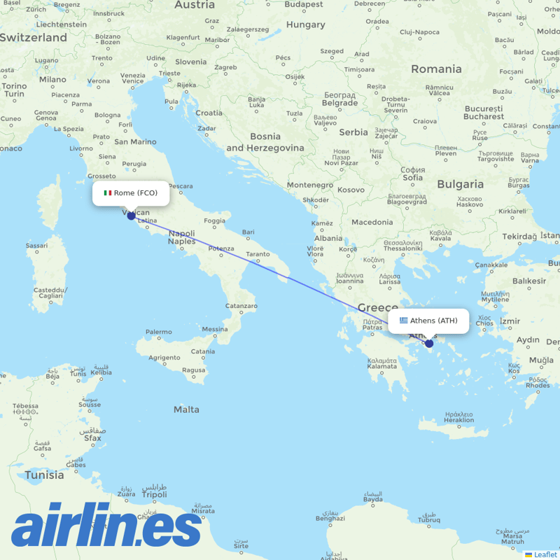 Sky Express from Fiumicino destination map
