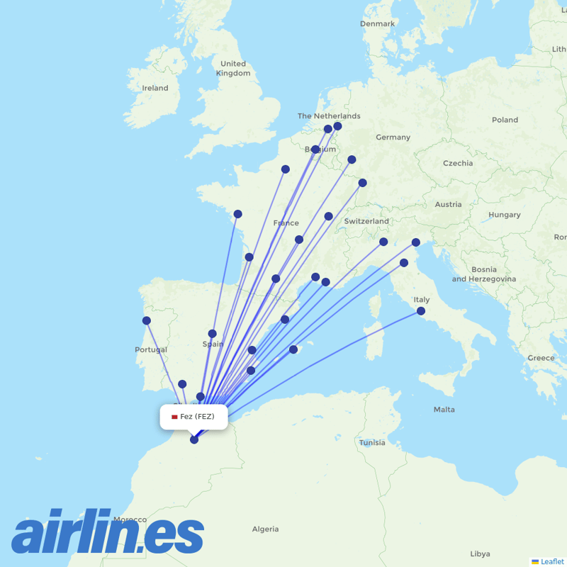 Ryanair from Saiss destination map