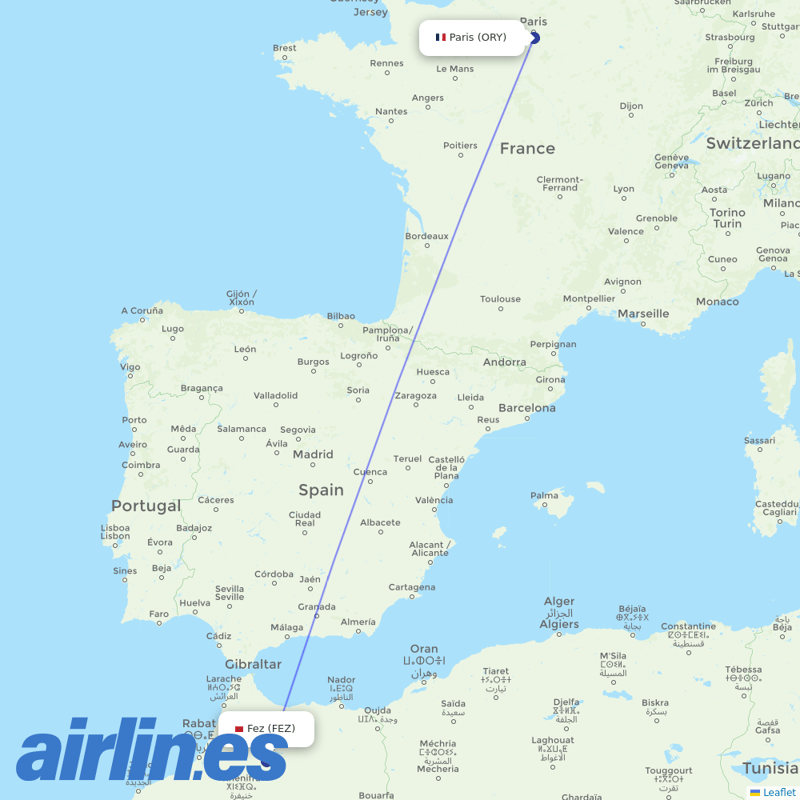Transavia France from Saiss destination map