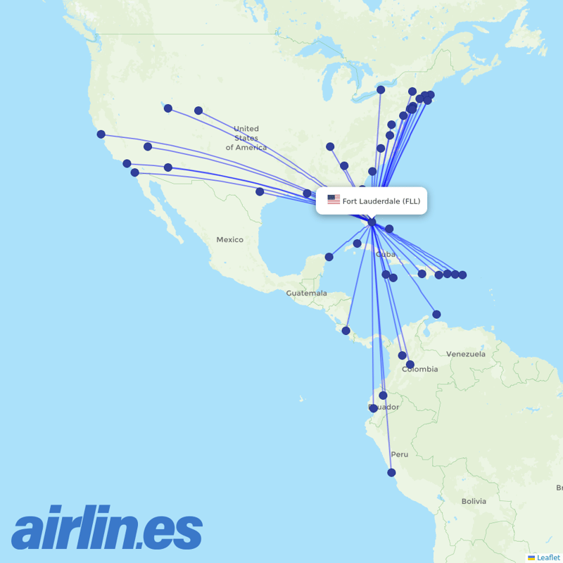 JetBlue Airways from Fort Lauderdale Hollywood International destination map