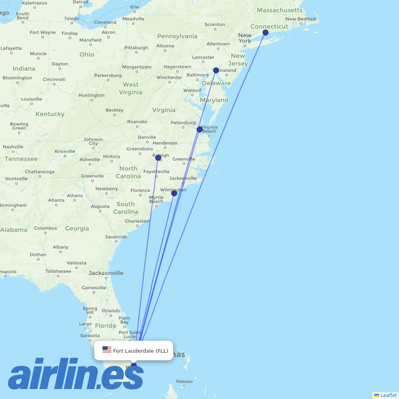 Xtra Airways from Fort Lauderdale Hollywood International destination map