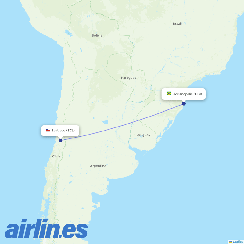 Sky Airline from Hercilio Luz destination map