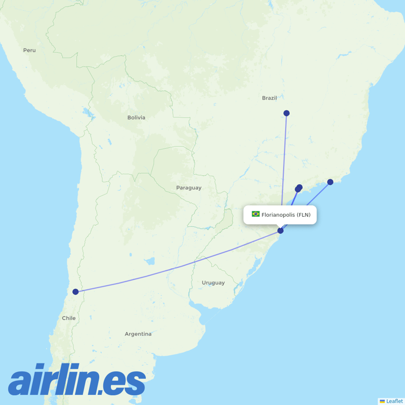 LATAM Airlines from Hercilio Luz destination map