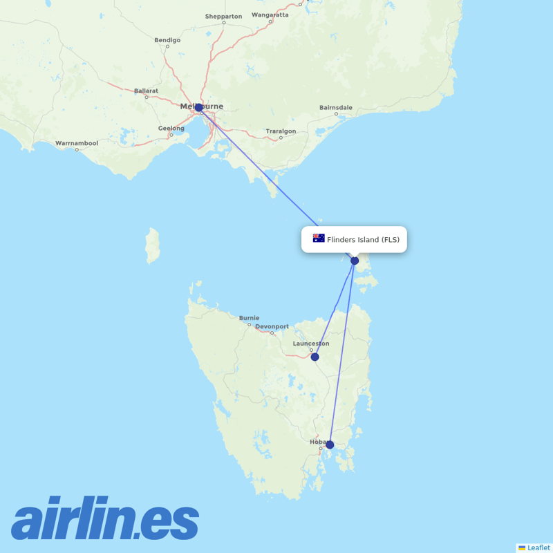 Sharp Airlines from Flinders Island Airport destination map