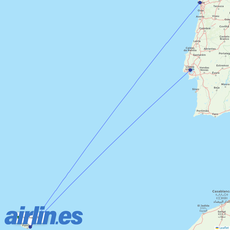 TAP Portugal from Madeira Airport destination map