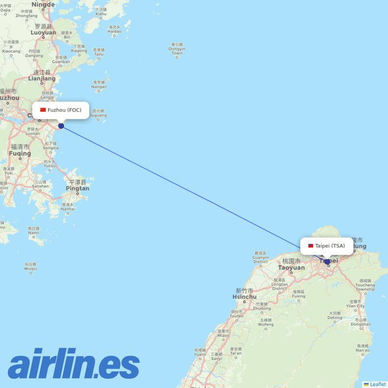 Mandarin Airlines from Fuzhou Changle International Airport destination map