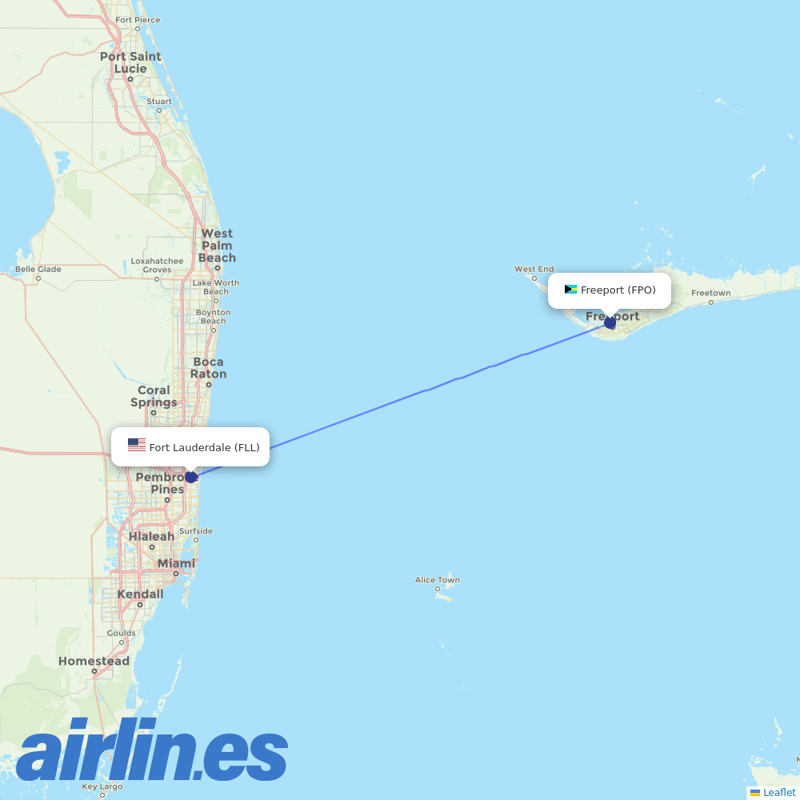 Silver Airways from Grand Bahama International destination map