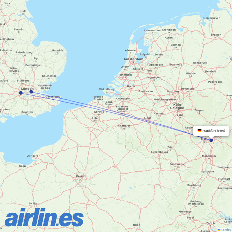 British Airways from Frankfurt Airport destination map
