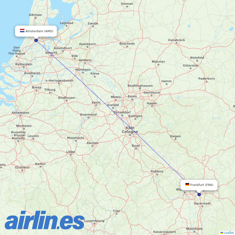KLM from Frankfurt Airport destination map
