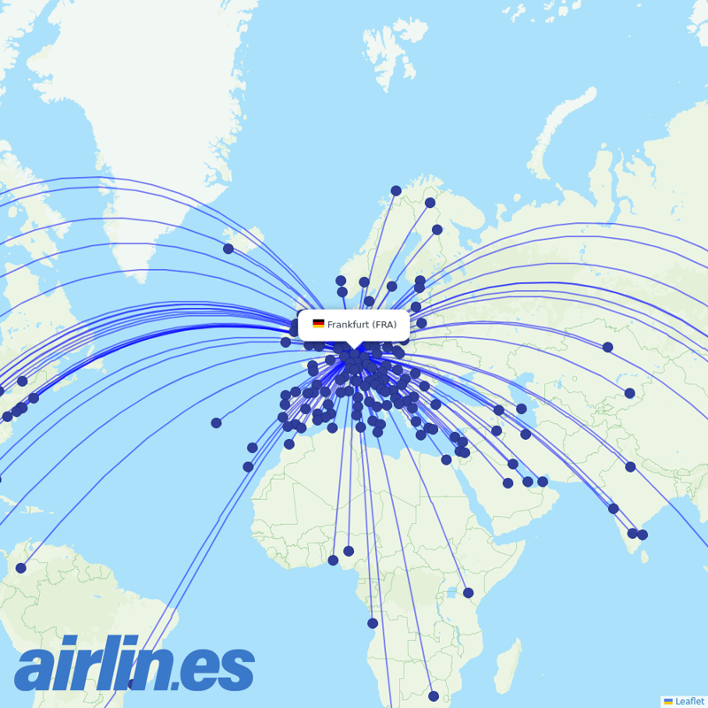 Lufthansa from Frankfurt Airport destination map
