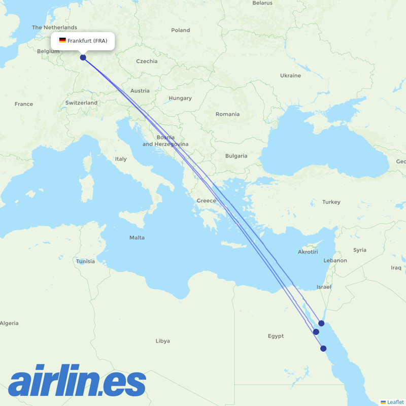 Air Cairo from Frankfurt Airport destination map