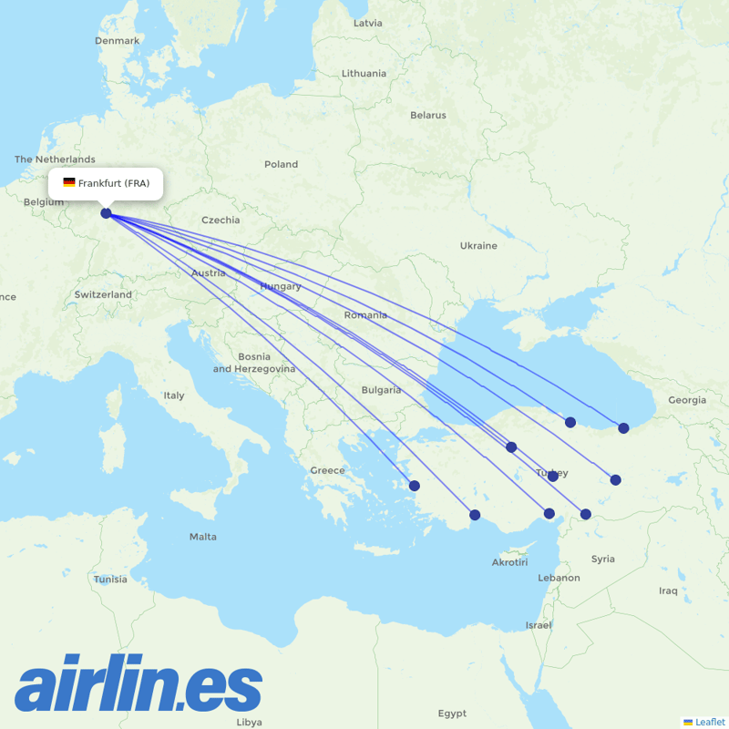 SunExpress from Frankfurt Airport destination map