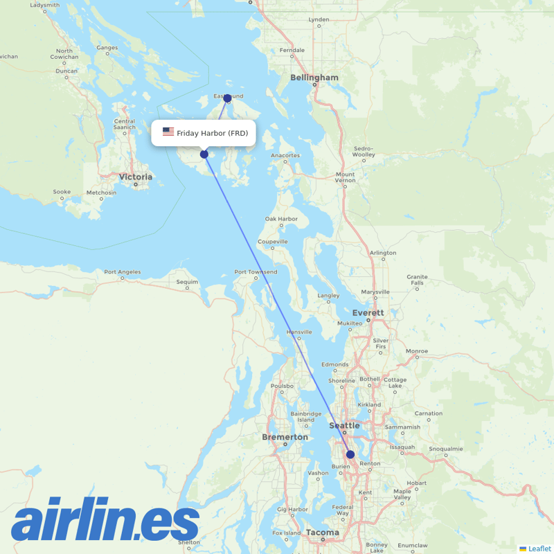 Kenmore Air from Friday Harbor Airport destination map