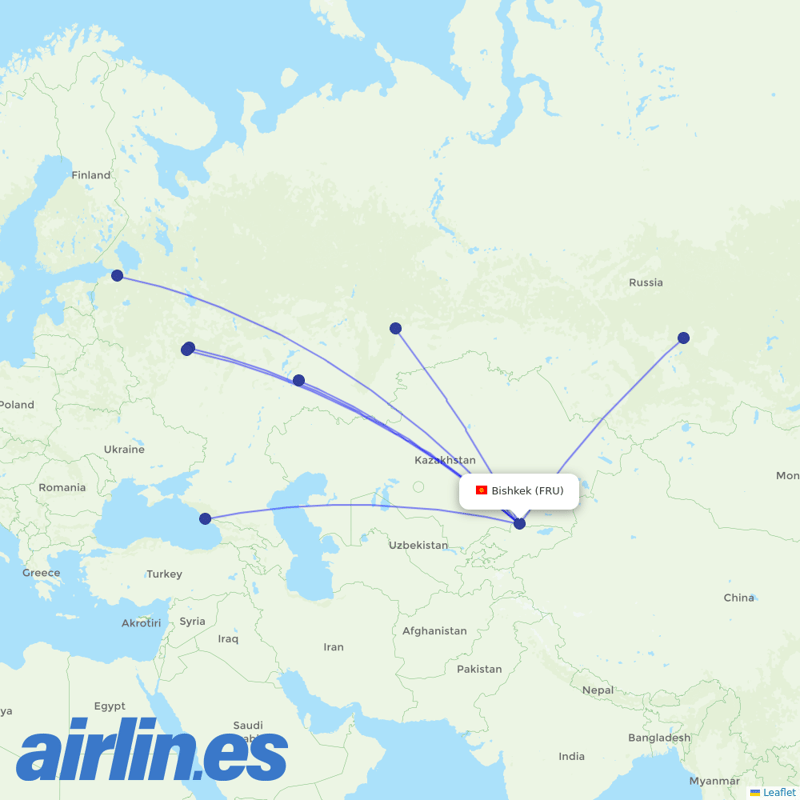 Ural Airlines from Manas destination map