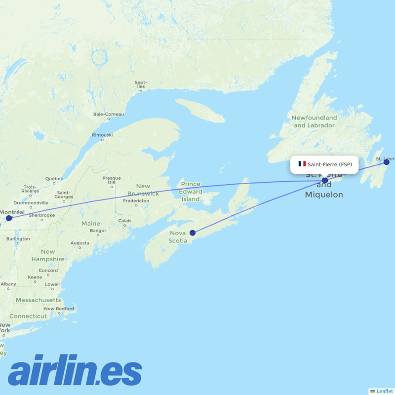 Air Saint Pierre from Saint Pierre Airport destination map