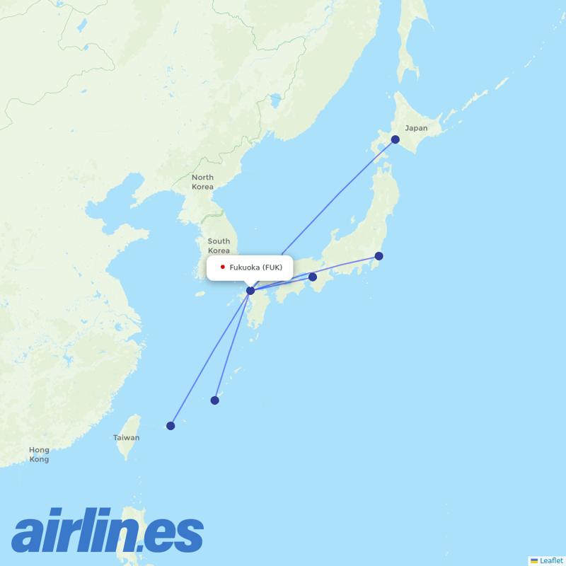 Peach Aviation from Fukuoka destination map