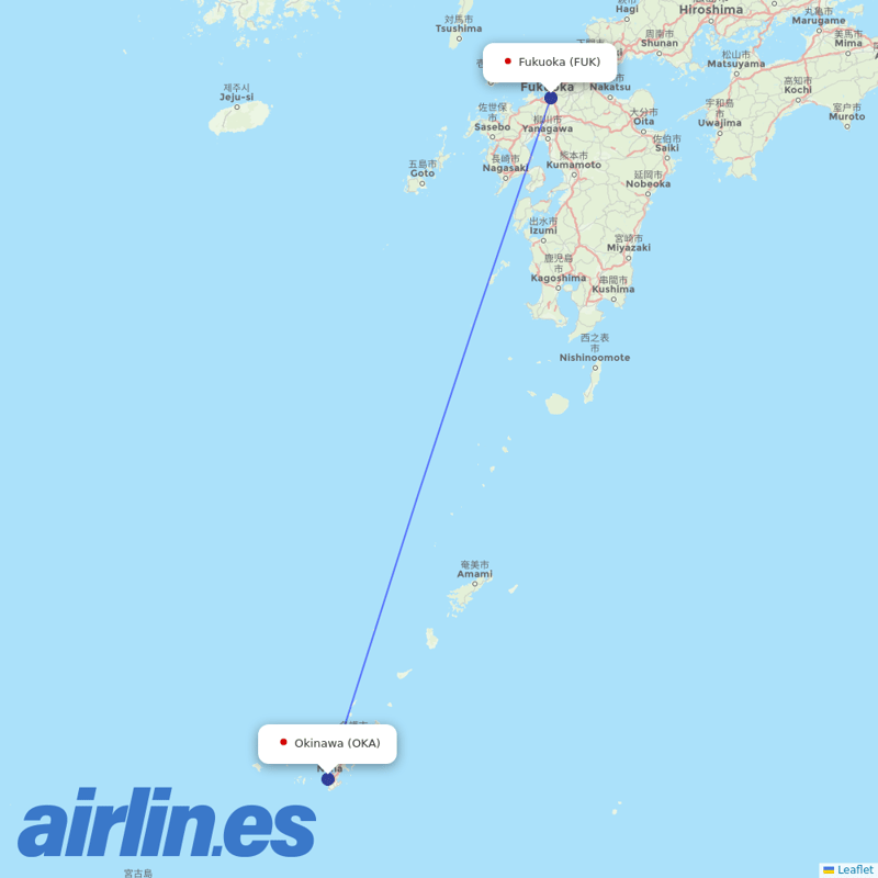 Japan Transocean Air from Fukuoka destination map