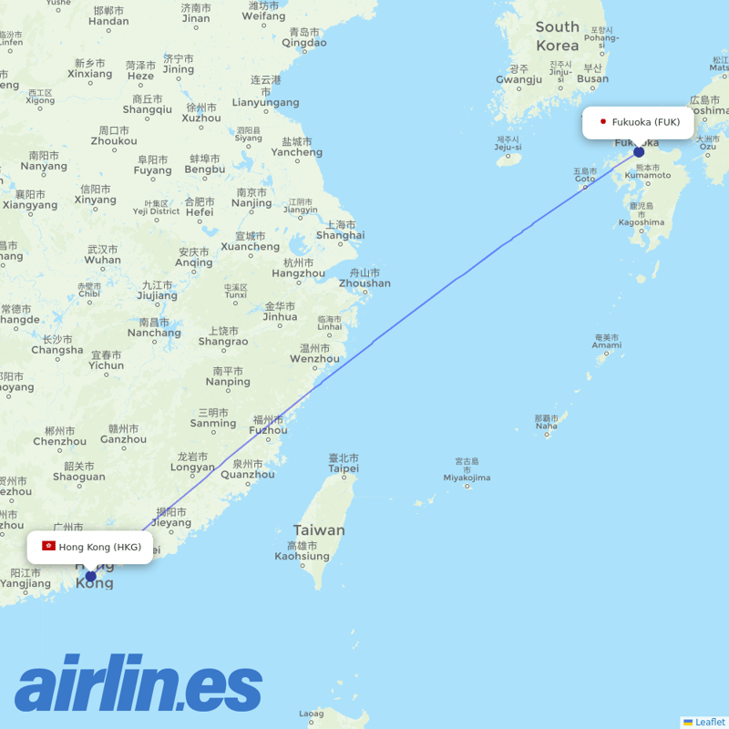 HK Express from Fukuoka destination map
