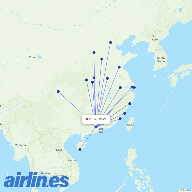China United Airlines from Foshan destination map