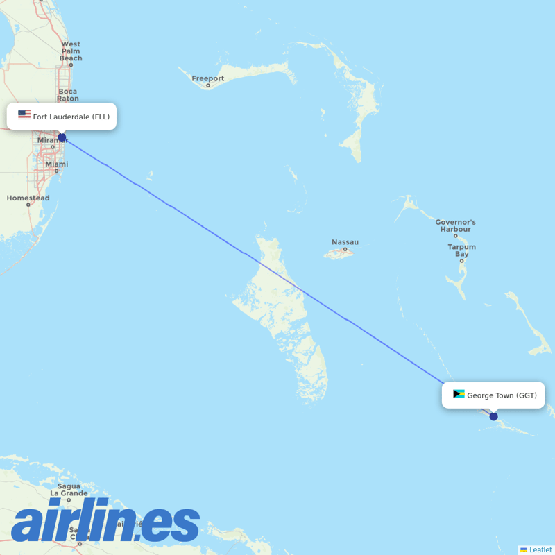 Silver Airways from George Town destination map
