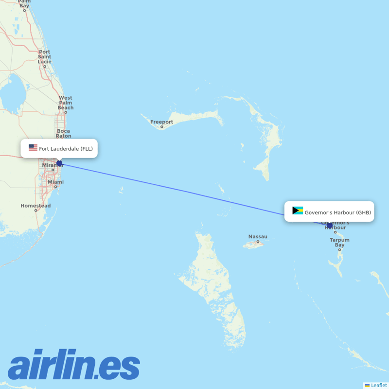 Silver Airways from Governors Harbour destination map