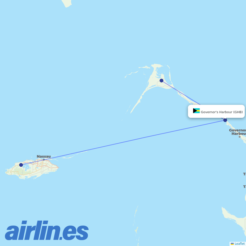 Southern Air Charter from Governors Harbour destination map