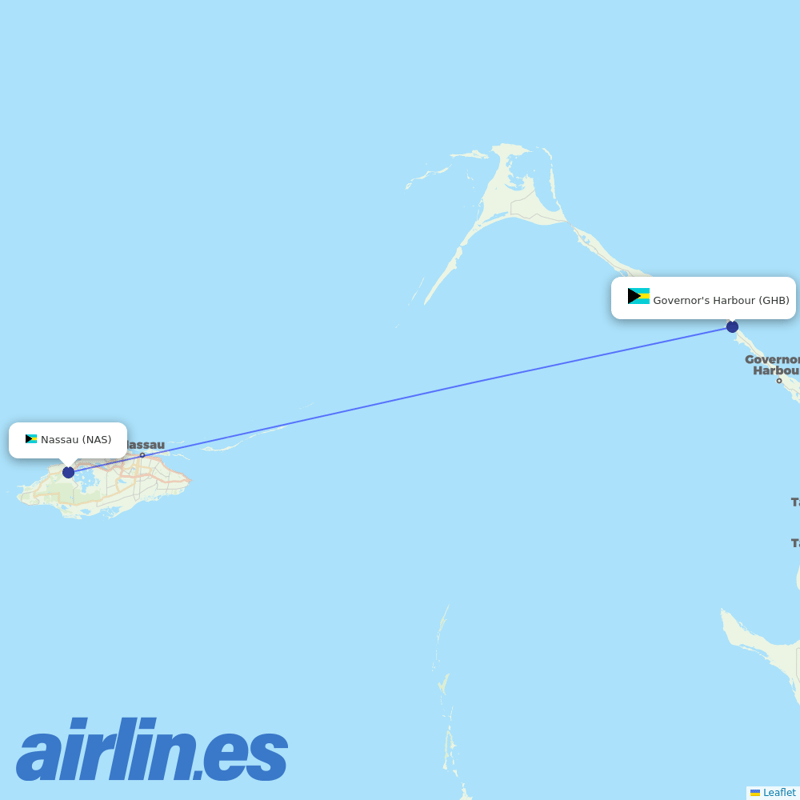 Bahamasair from Governors Harbour destination map