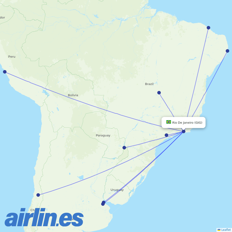 LATAM Airlines from Galeao Antonio Carlos Jobim destination map