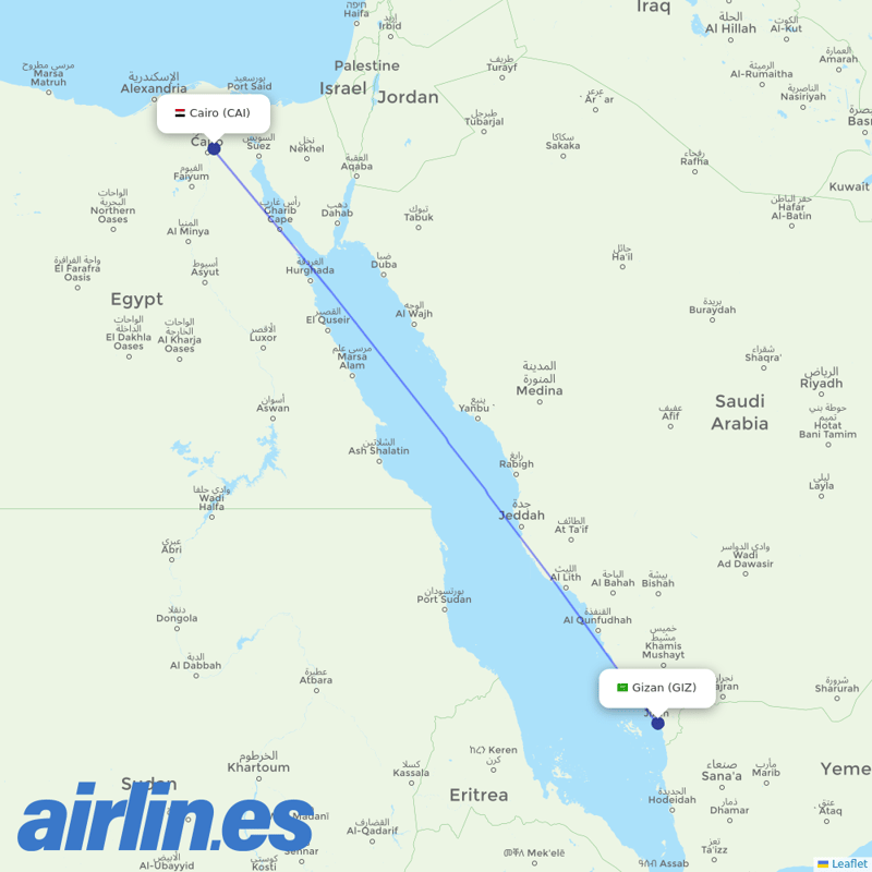 Nile Air from Jazan destination map
