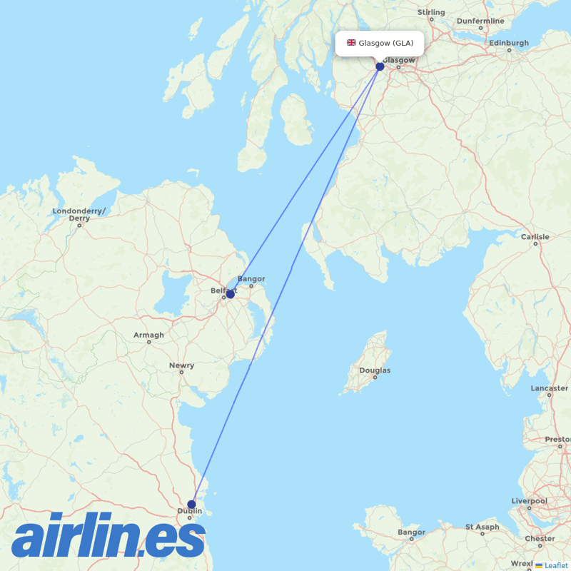 Aer Lingus from Glasgow International Airport  destination map