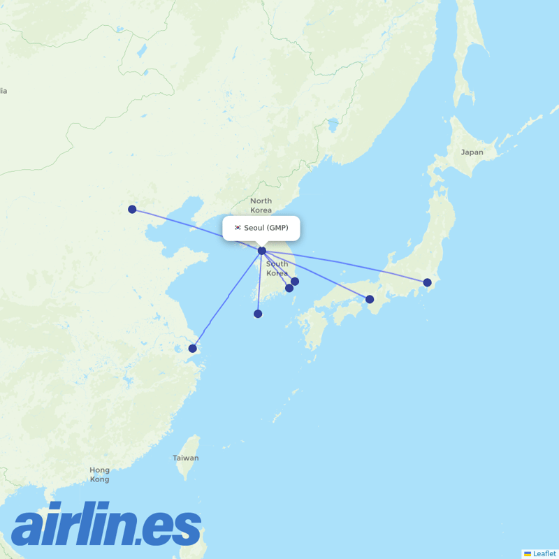 Korean Air from Gimpo destination map