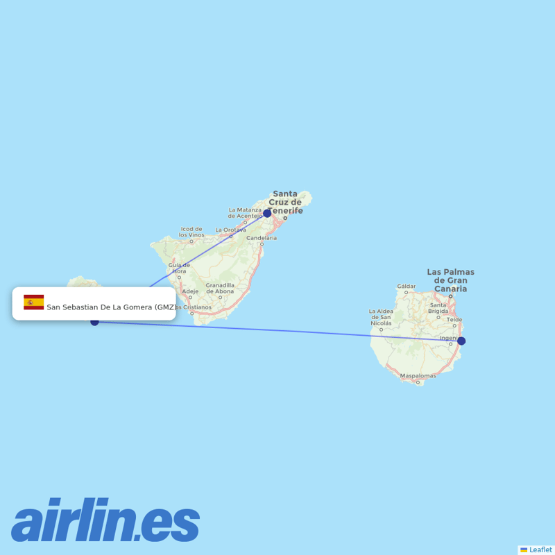 Binter Canarias from La Gomera Airport destination map