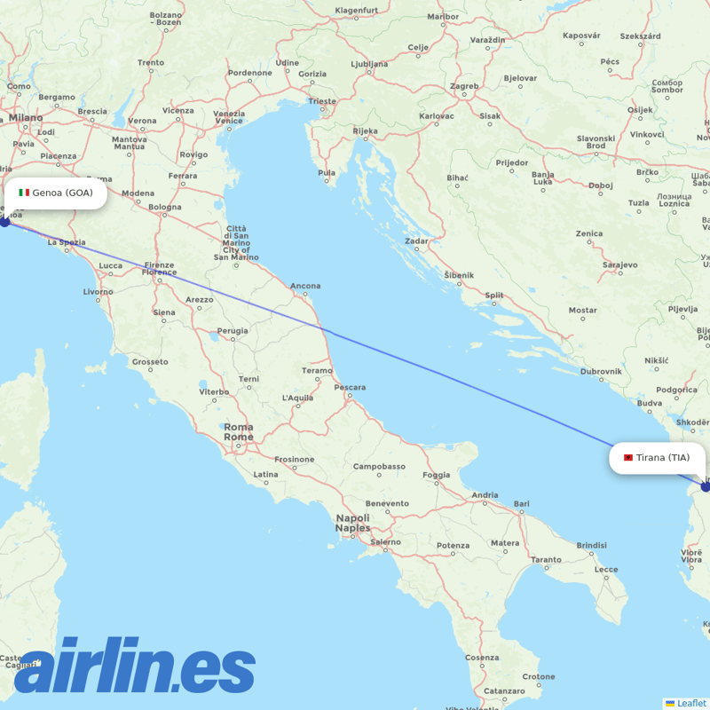 Albawings from Genova Sestri destination map